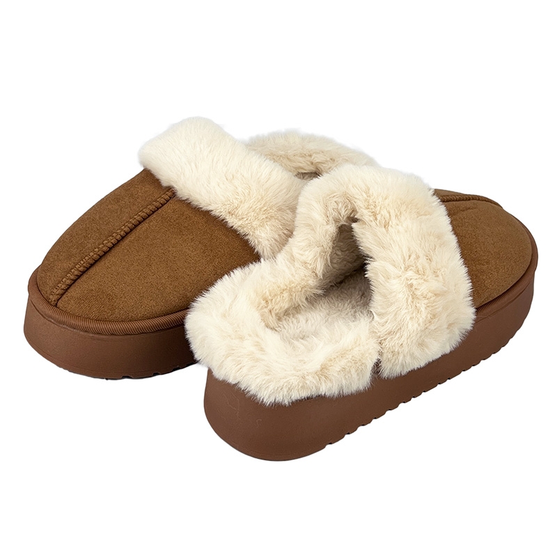 Жіночі тапочки платформа мехові зимні коричневі 6088-2-6 Уггі мехові Жіночі тапочки зимні коричневі 6088-2-5